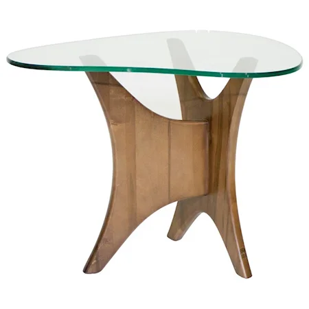 Boomerang End Table with Glass Top